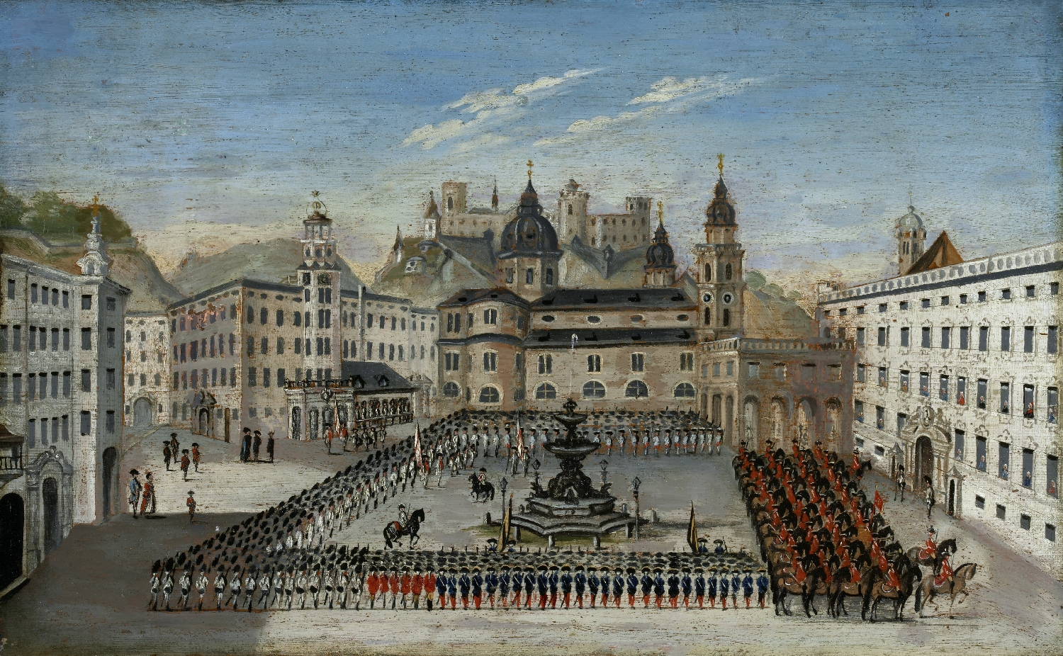 Parade on Residenzplatz, Carl Schneeweis, 1776, oil on wood, inv. no. 603-49