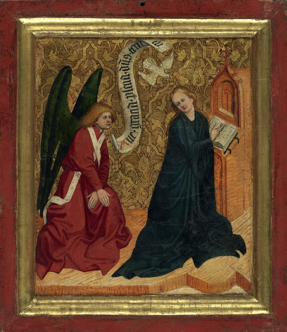 The Annunciation (Sunday side), Conrad Laib, ca. 1450, tempera on wood, Salzburg Museum (purchase supported by the Committee for Salzburg Art Treasures and the City of Salzburg), inv. no. 1371-87