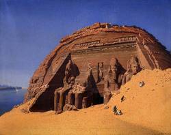 Der Felsentempel von Abu Simbel in Nubien, äußere Ansicht, 1846, Öl auf Leinwand, Salzburg Museum, Inv.-Nr. 9072-49